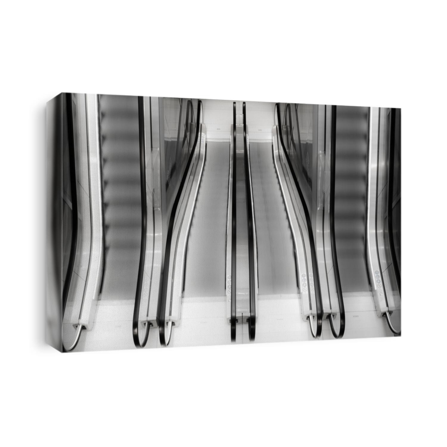 Escalator in black in white