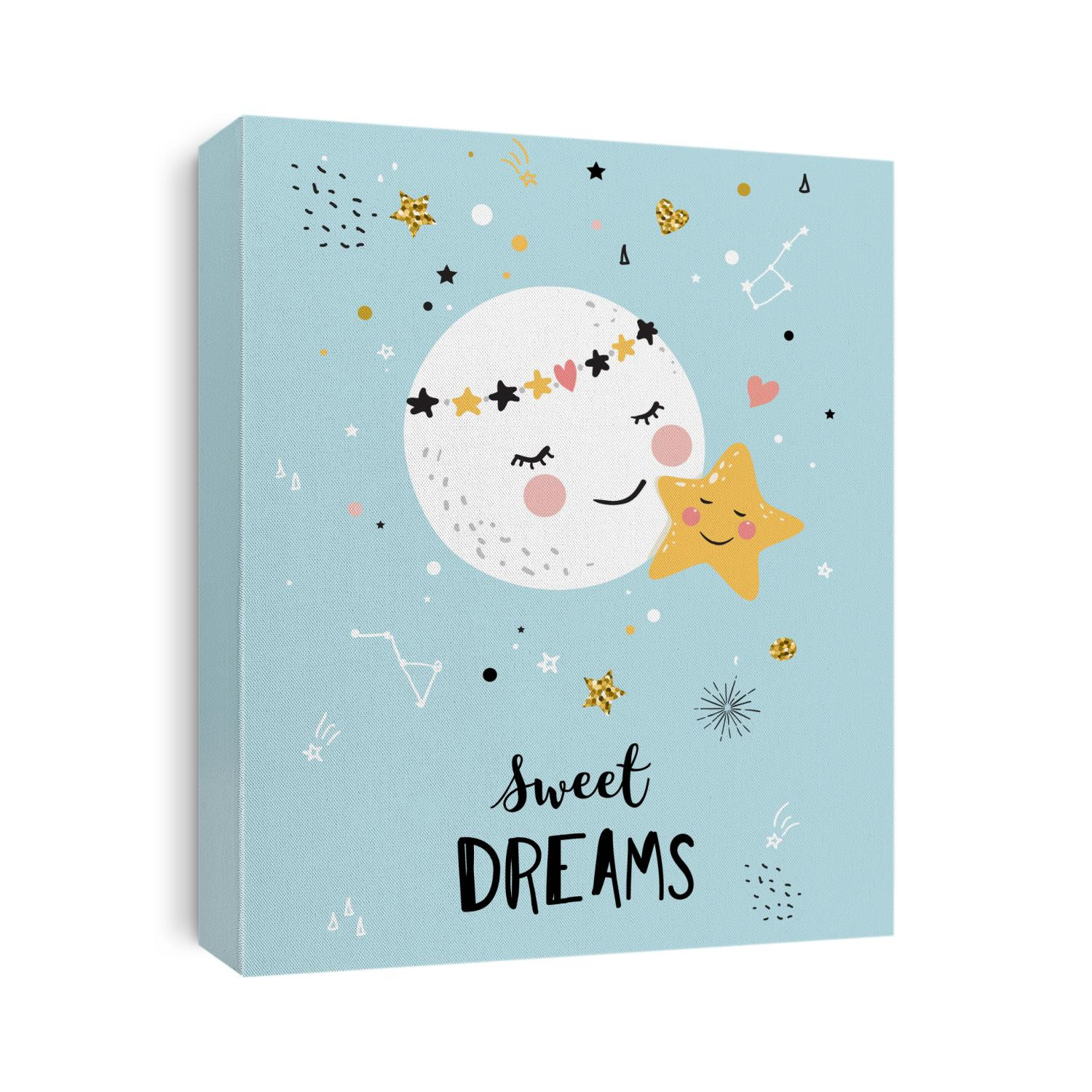 Cute moon and little star, Baby Shower invitation. Sweet dreams card, Nursery poster, kids t-shirt print.