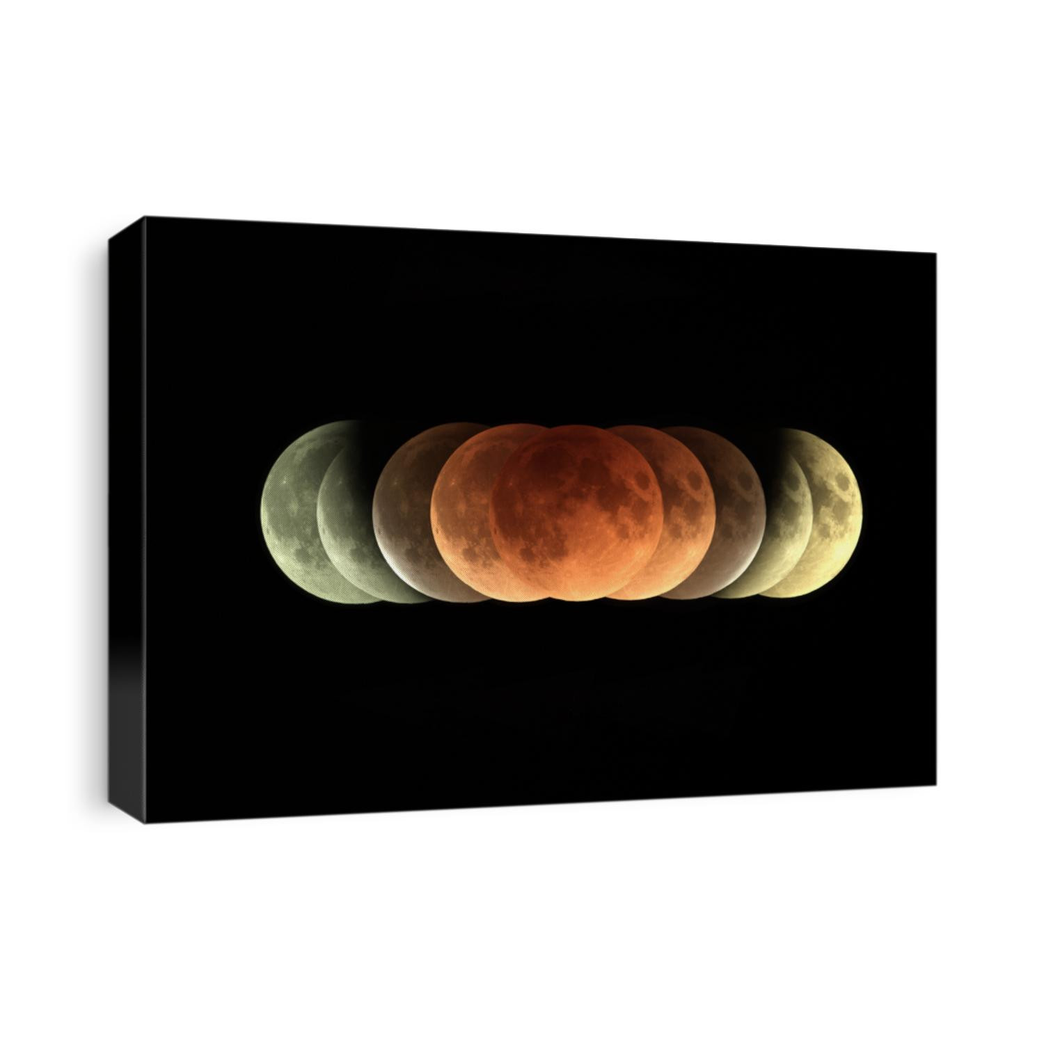 Time series of total Lunar eclipse on 31 January 2018 as it appeared as supermoon at perigee and also a blue Moon as a second full moon of January 2018