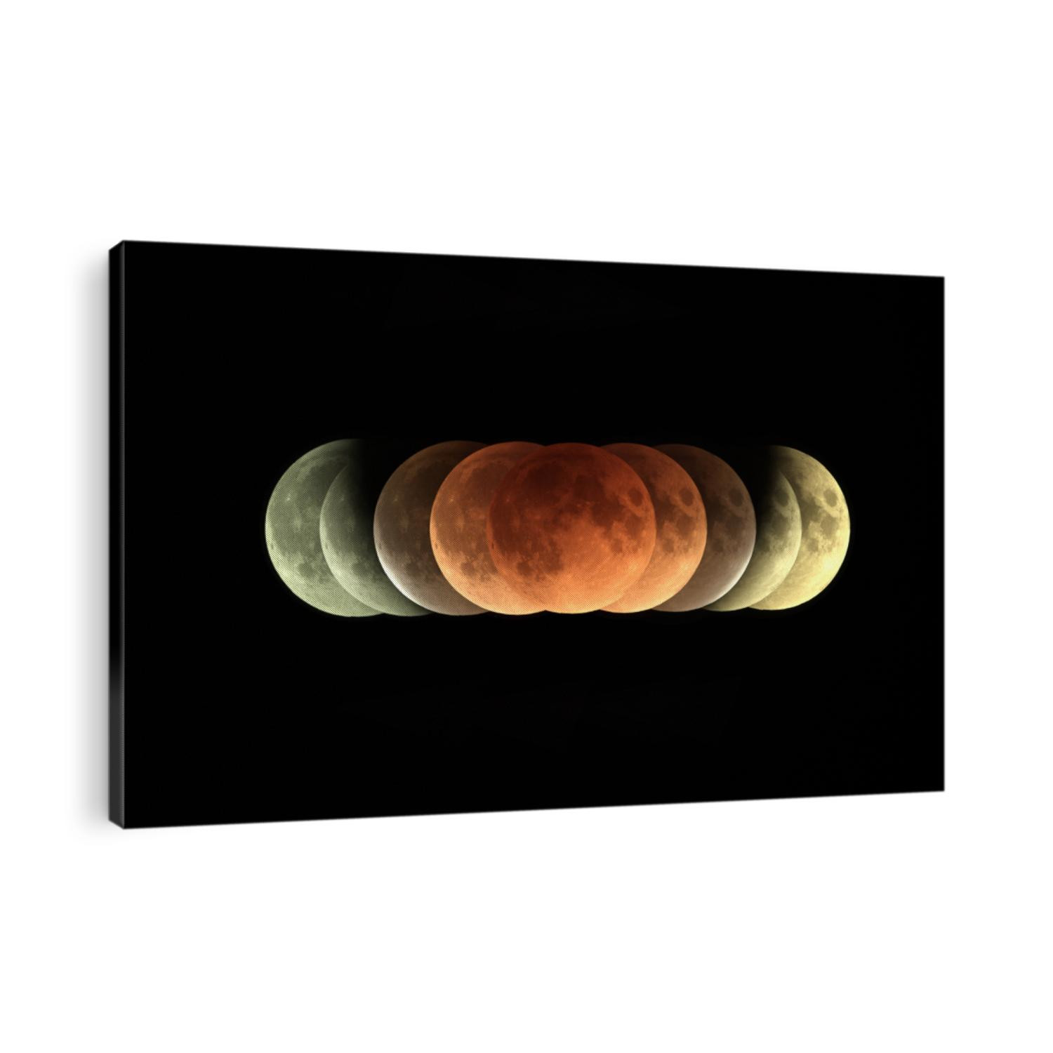 Time series of total Lunar eclipse on 31 January 2018 as it appeared as supermoon at perigee and also a blue Moon as a second full moon of January 2018