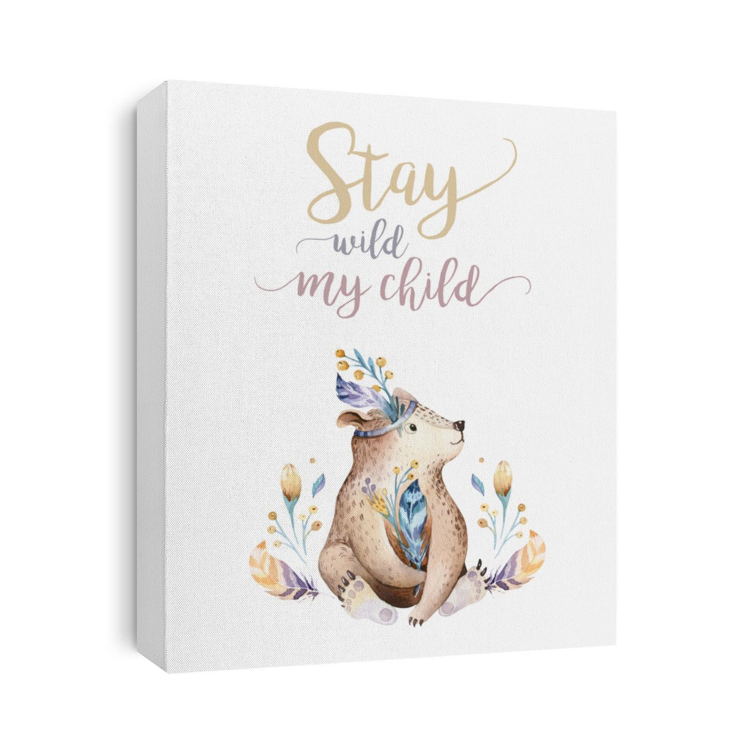 Cute bohemian baby bear animals for kindergarten, woodland nursery isolated decoration forest illustration for children forest animal pattern. Watercolor hand drawn boho set