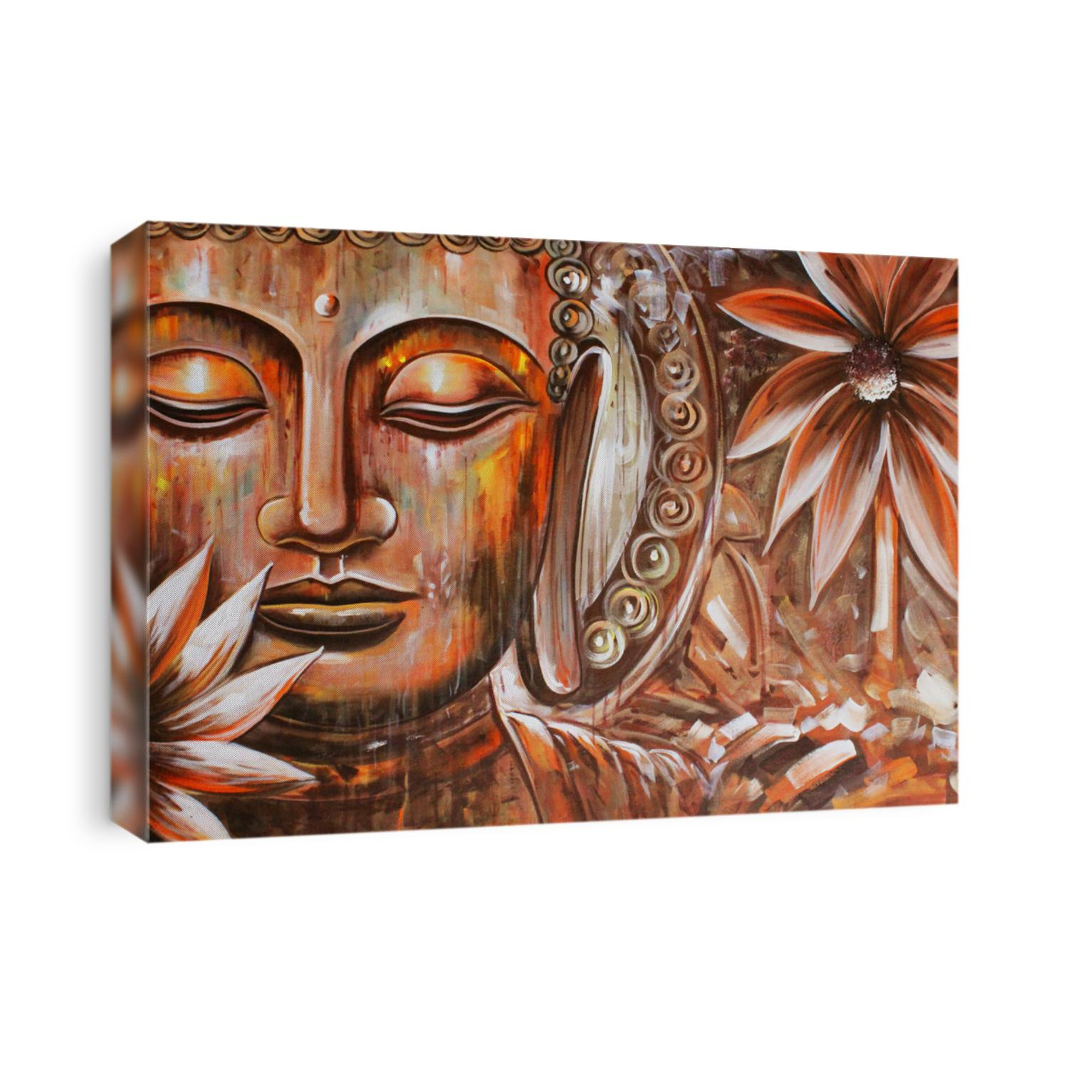 Spiritual Lord buddha meditating texture background artwork canvas oil painting. Creative Artistic 3D wallpaper