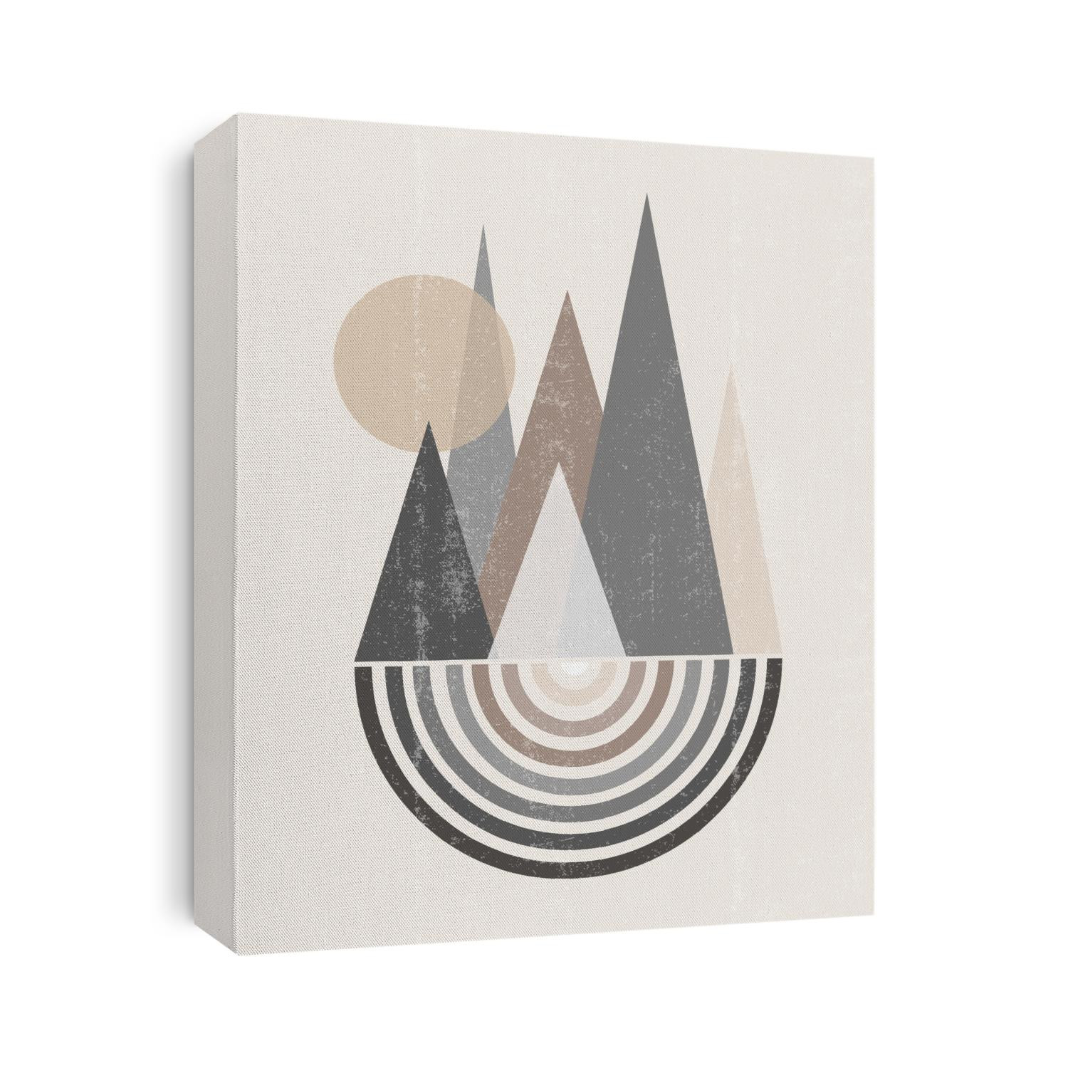 Abstract sun moon geometric mountain print boho minimalist printable wall art geometric abstract sunset print bohemian art work, vector