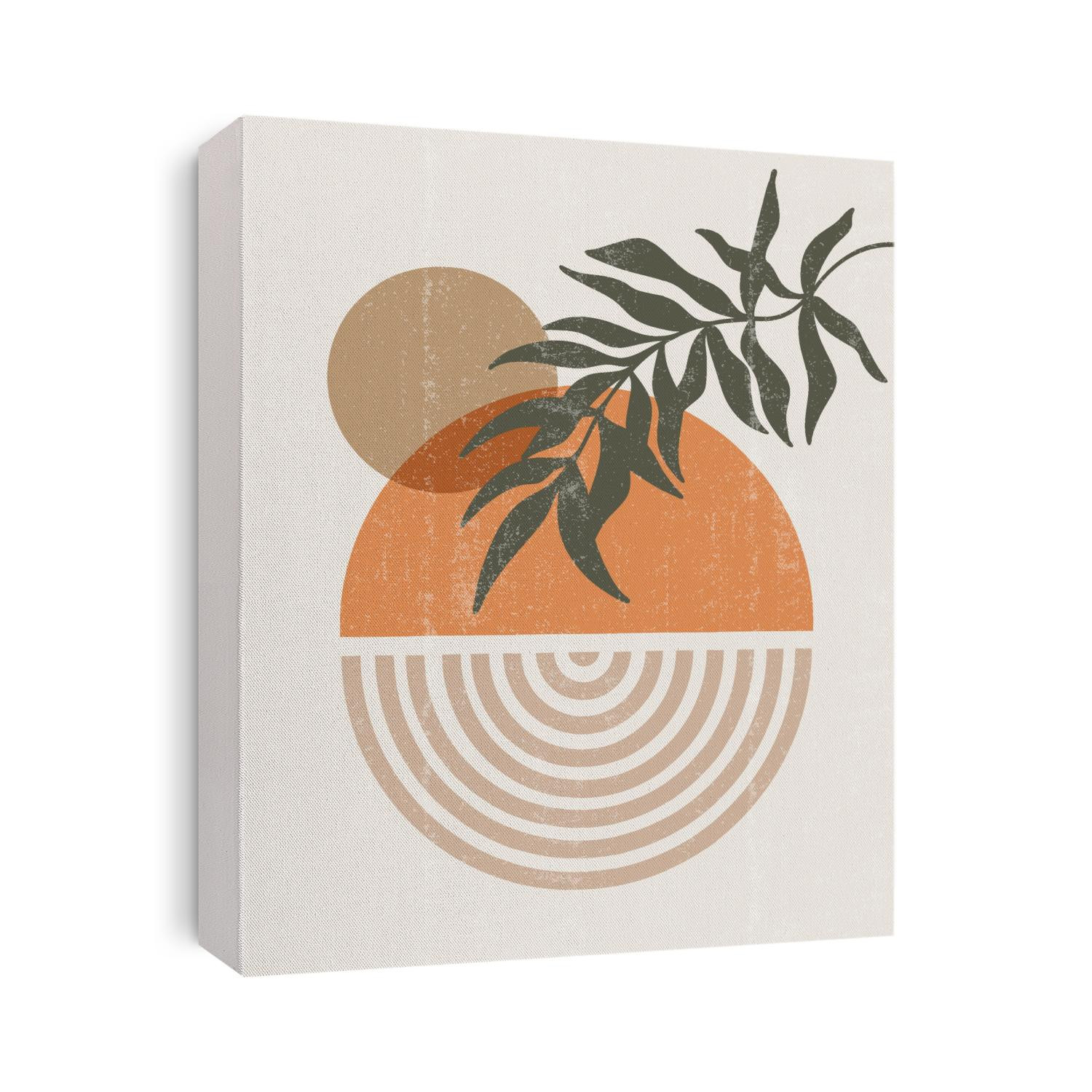 Abstract sun moon leaves print boho minimalist printable wall art geometric abstract sunset print bohemian art work, vector