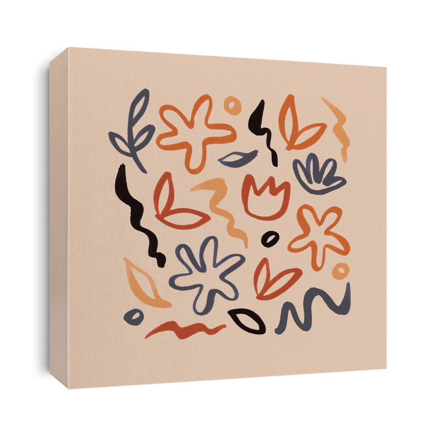Abstract natural shape bundle. Random freehand line scribble shapes collection. Trendy icon set includes modern minimalist floral art, tropical fruit and exotic summer doodle.