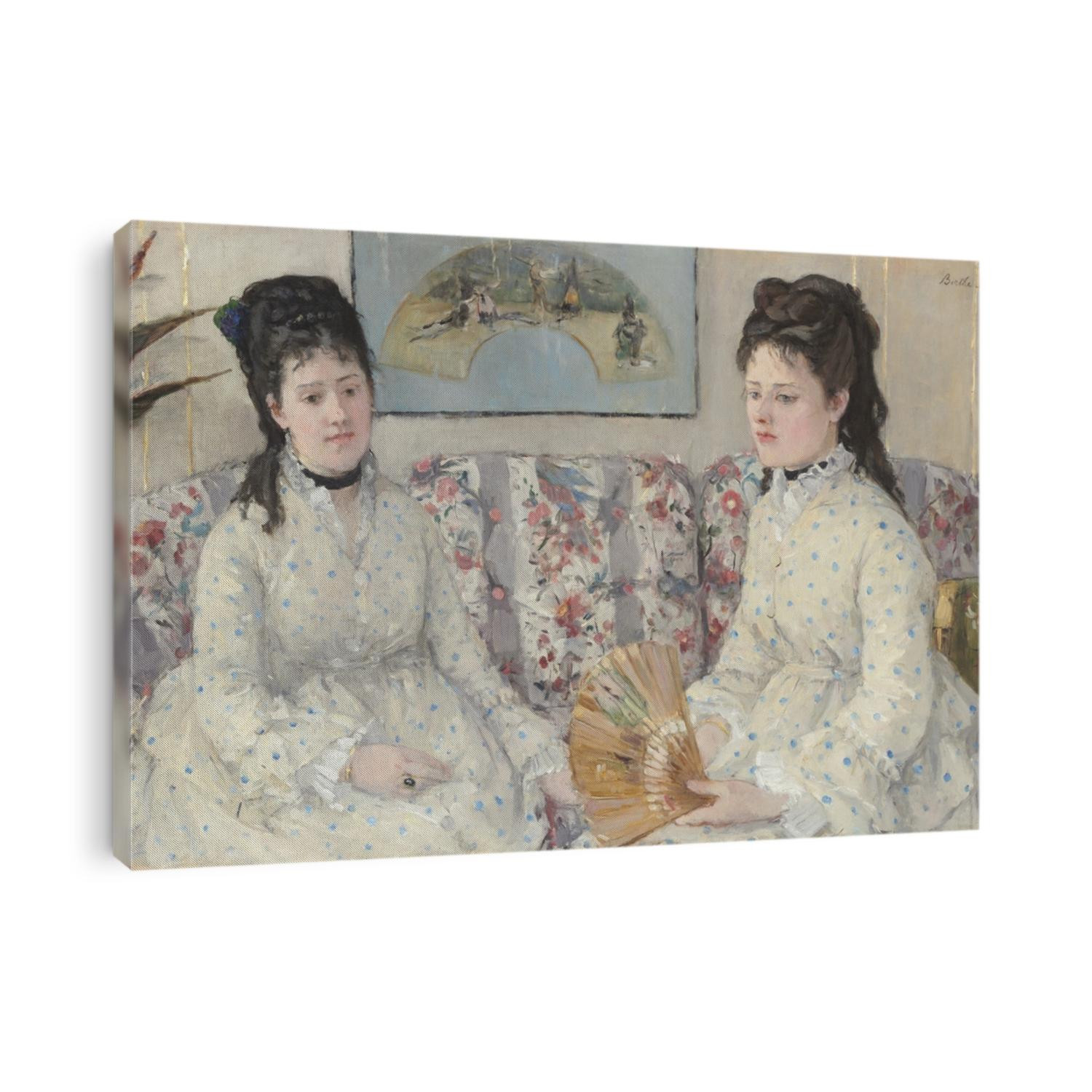 The Sisters, by Berthe Morisot, 1869, French impressionist painting, oil on canvas. Morisot painted her daily experiences and portraits of family and friends