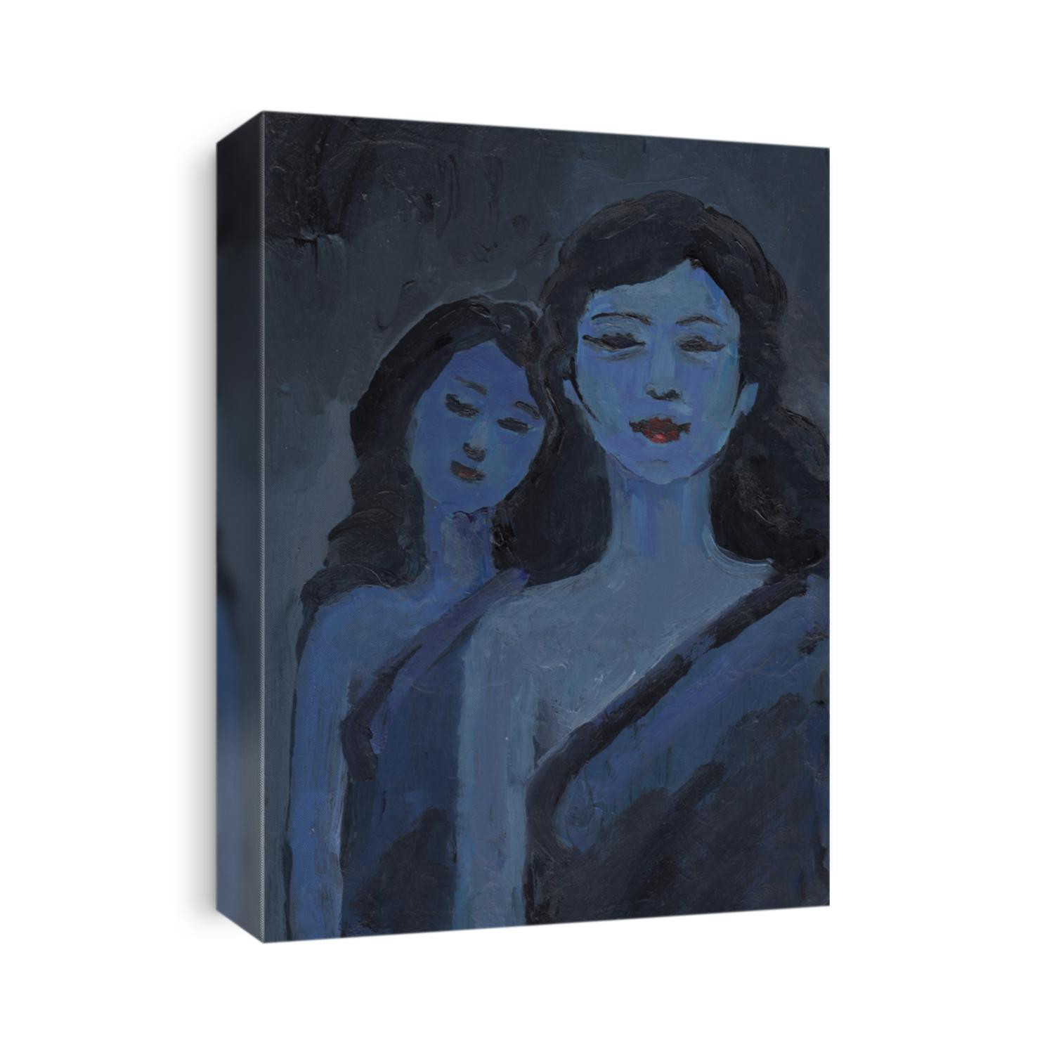 Two Sisters (Acrylic Painting). Hand Drawn Acrylic Painting On Canvas.