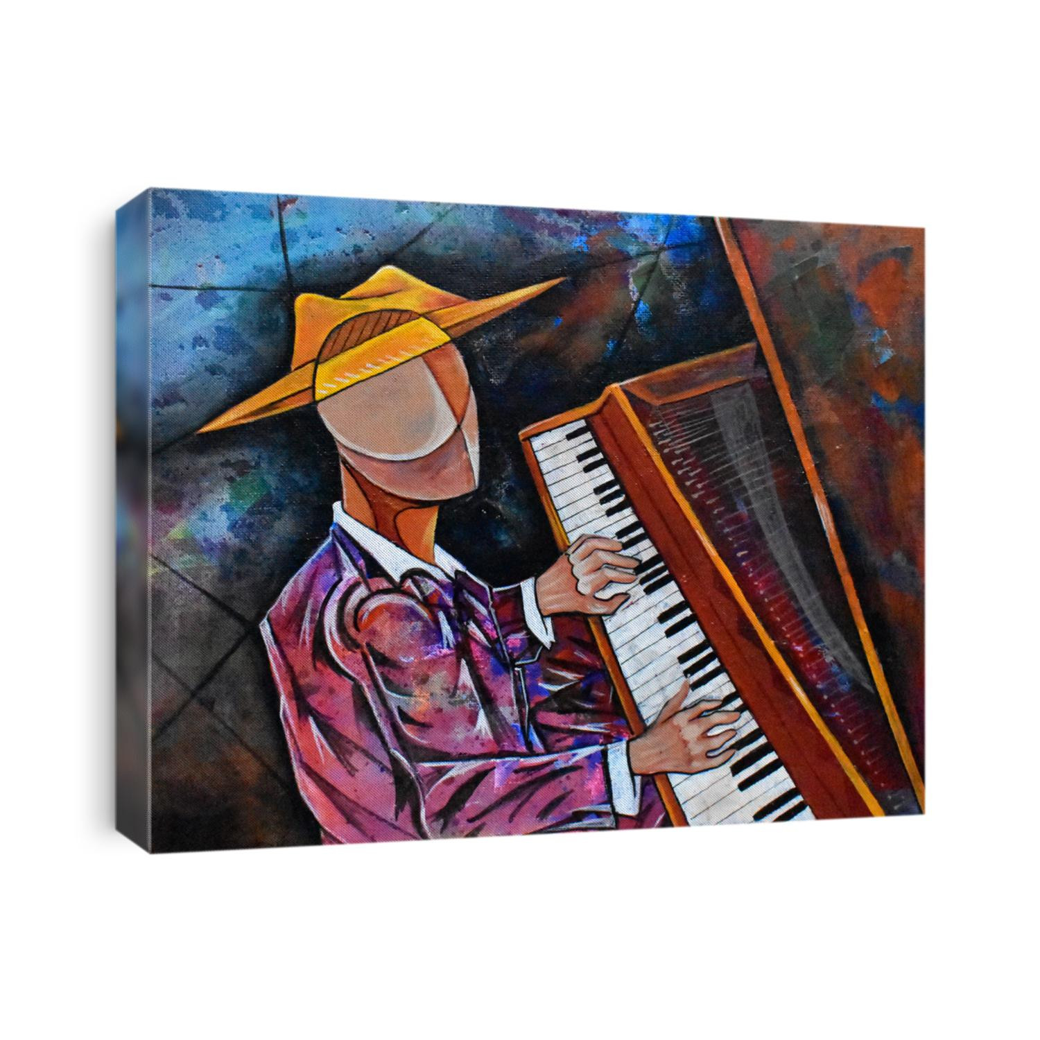 Cubist surrealism musician  painting modern abstract design