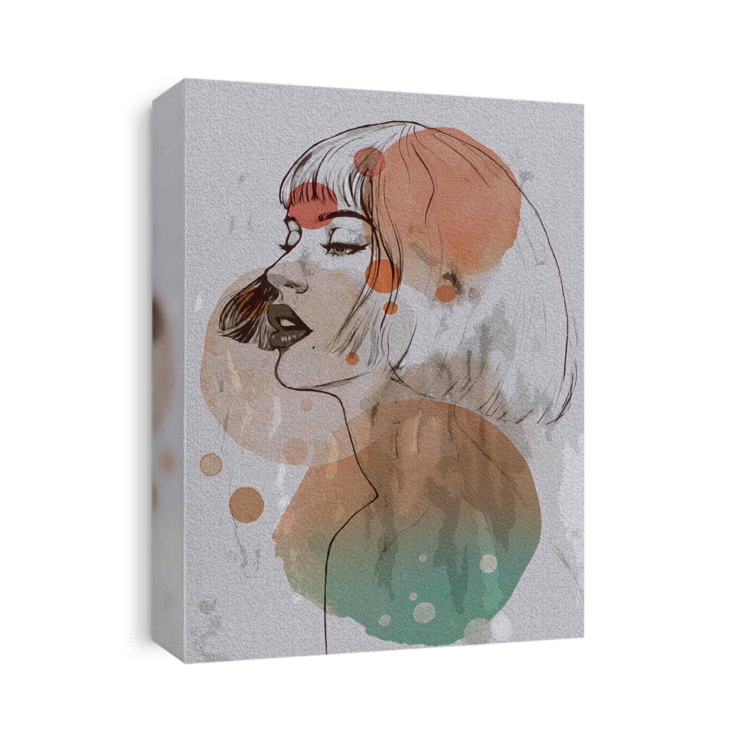 girl red lipstick figure painting watercolor art picture decor art deco moment cosmetics blots woman model muse hair square look eyes eyebrows cosmetology