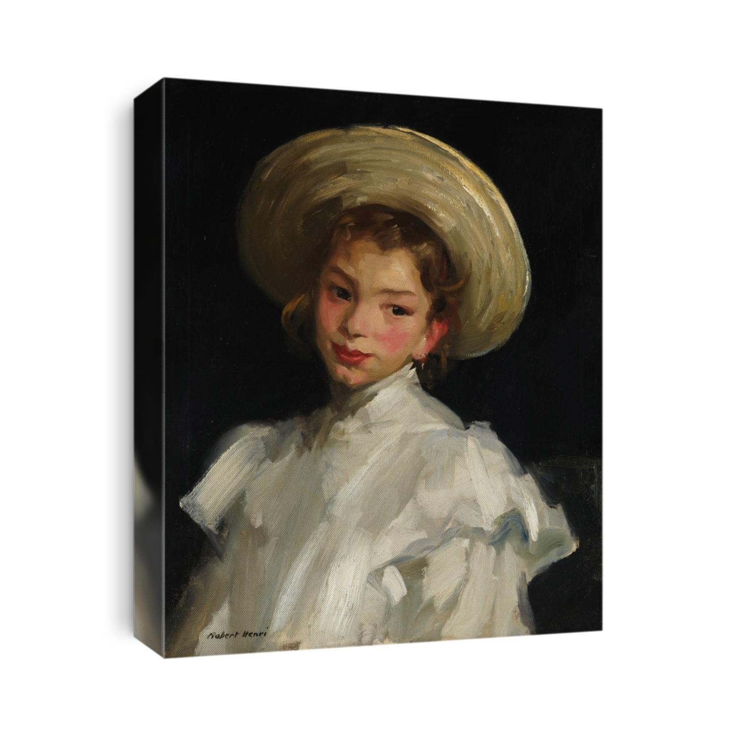 DUTCH GIRL IN WHITE, by Robert Henri, 1907, American painting, oil on canvas. Painted in summer 1907 when Henri traveled s to Haarlem, Netherlands, where Frans Hals was born. It is painted with broad