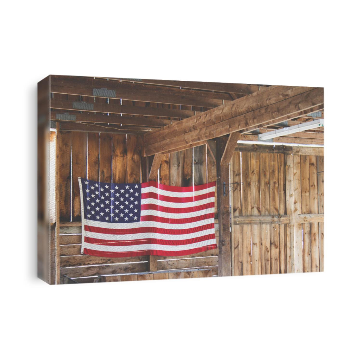 American Flag Hanging in a Barn, memorial day