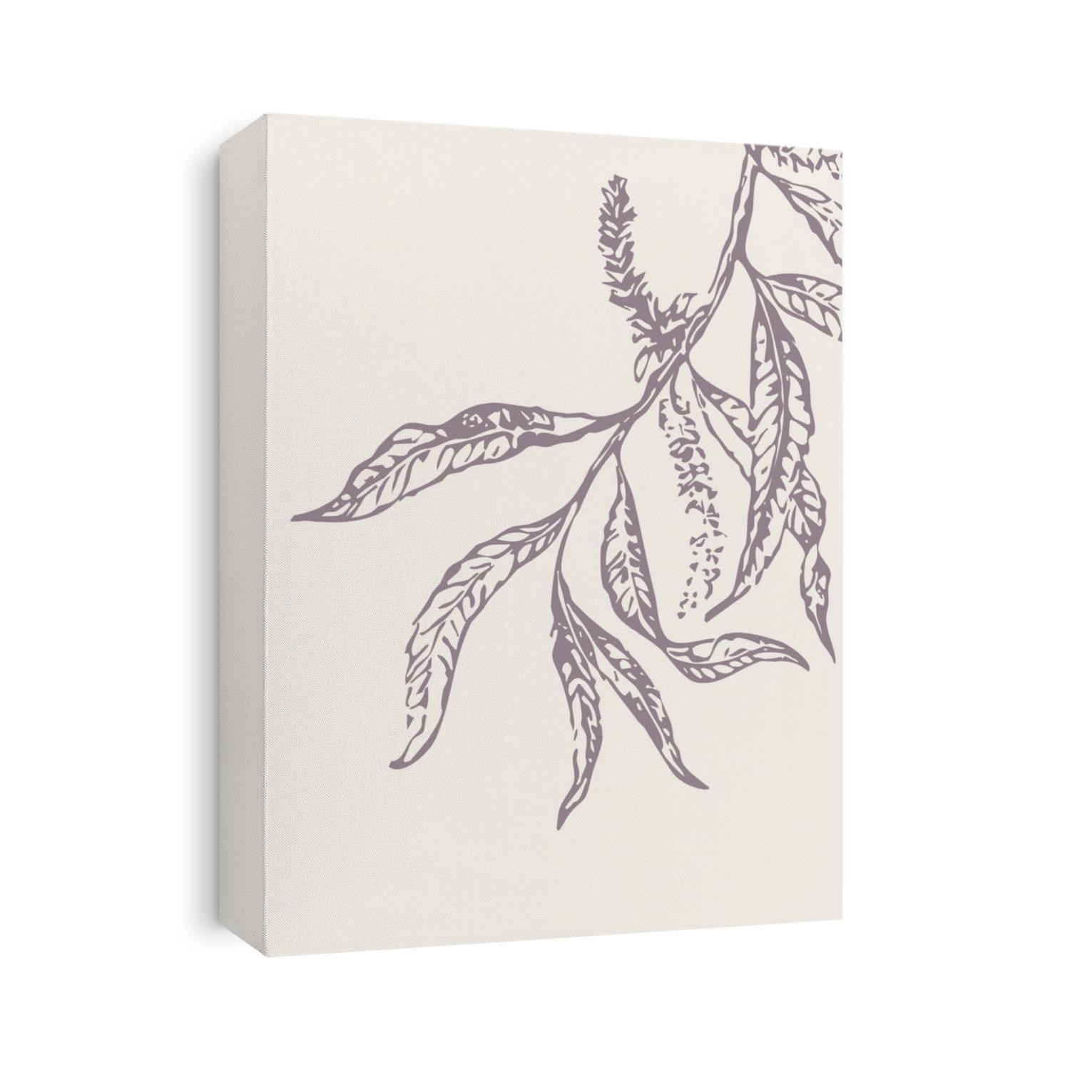 Printable minimalist botanical illustration. Design for postcards, covers, brochures. Wall decorations. Illustrations in the frame. Leaves