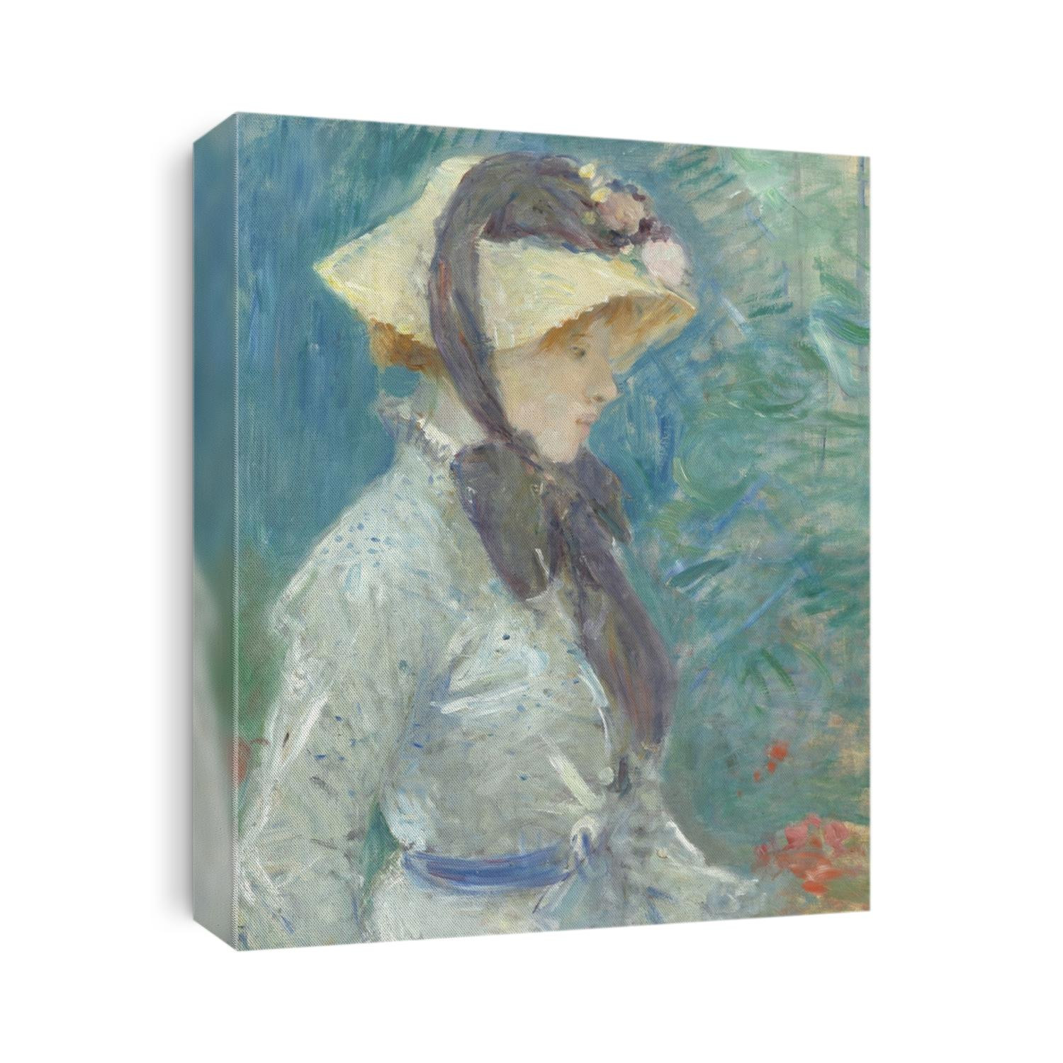 Young Woman with a Straw Hat, by Berthe Morisot, 1884, French impressionist painting, oil on canvas. Morisot showed her work in Impressionist Exhibitions alongside Paul Cezanne, Edgar Degas, Claude M