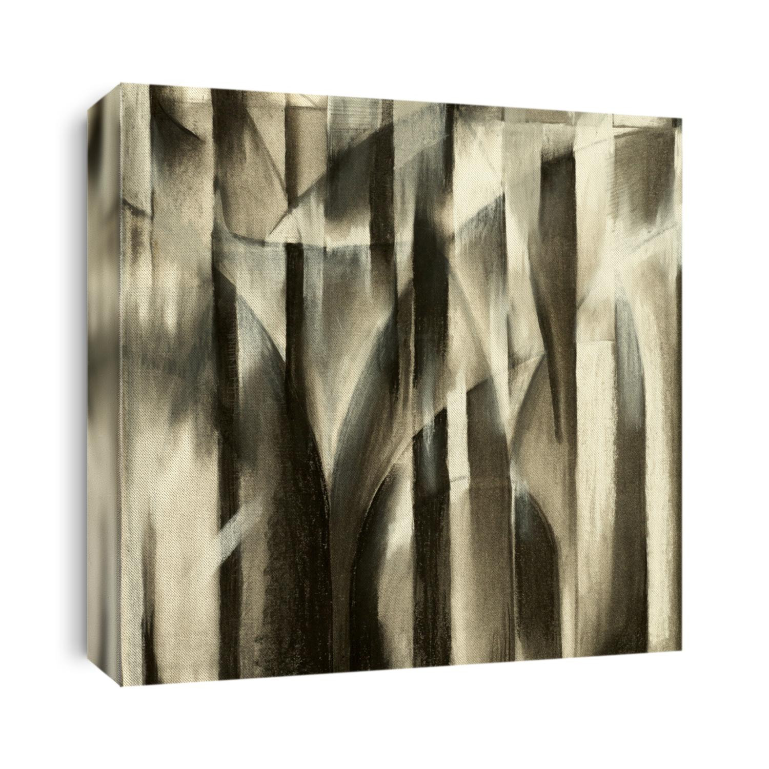 A charcoal study for an abstract painting suggestive of architecture - columns and arches.
