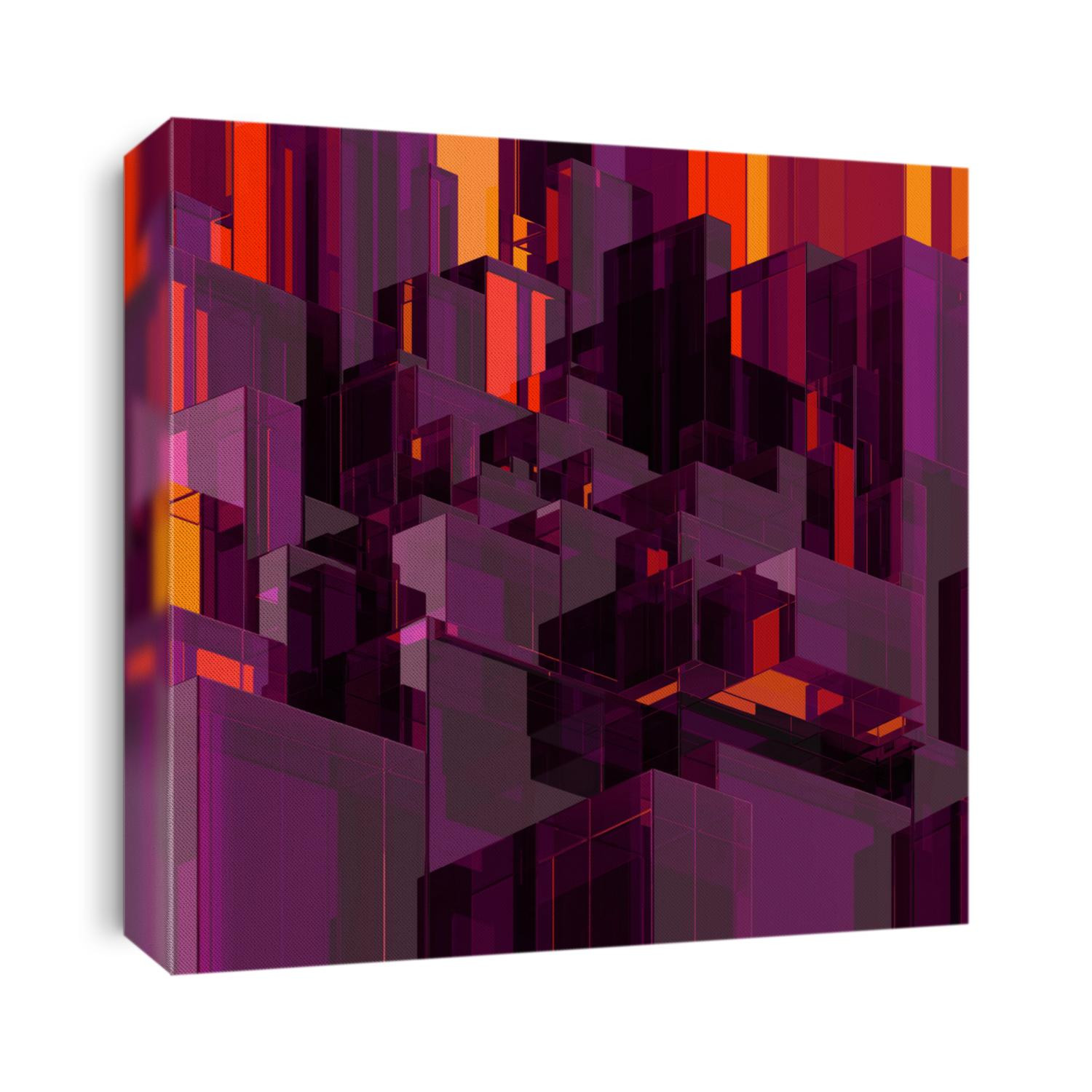 3d abstract glass background, modern purple faceted structure