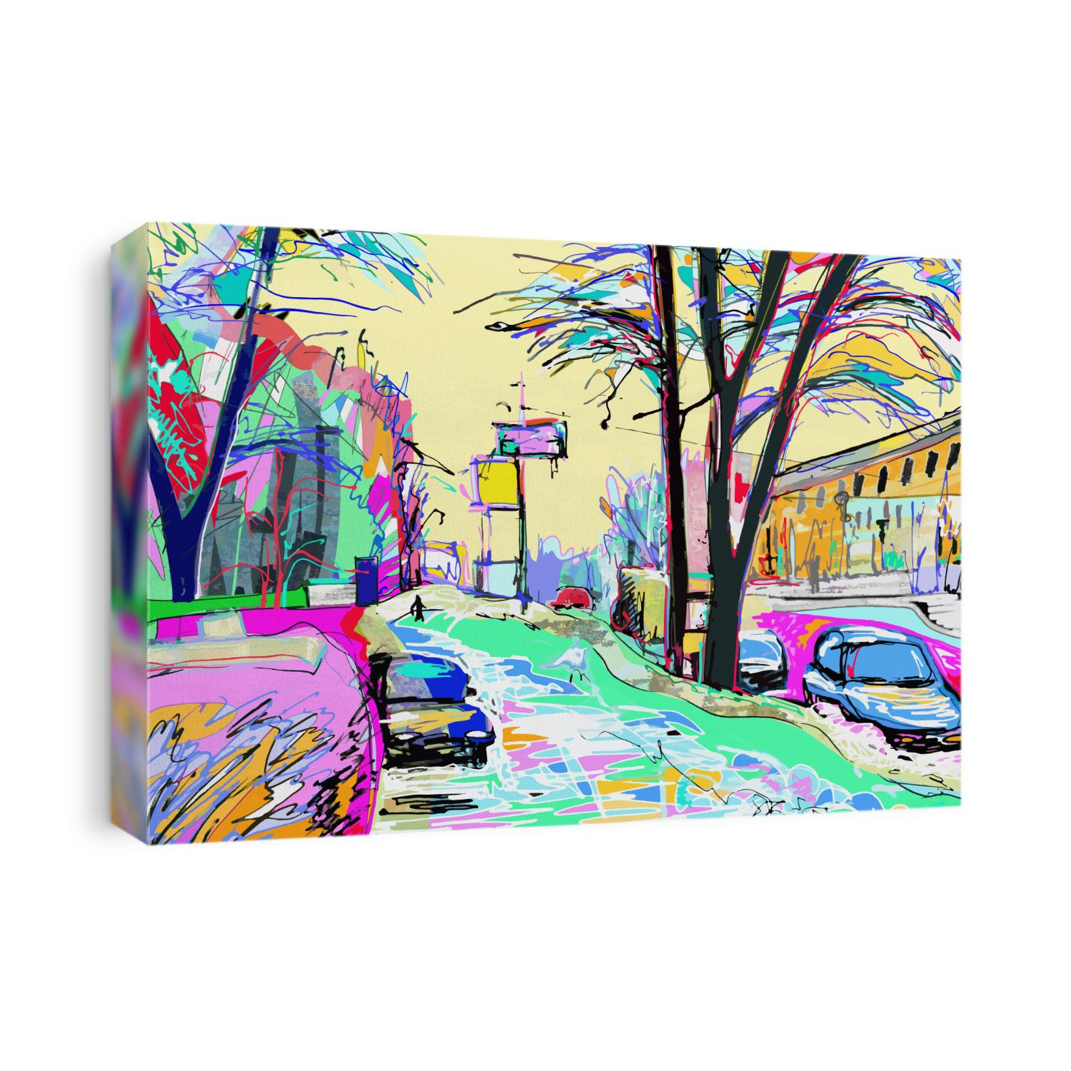 digital painting of winter landscape