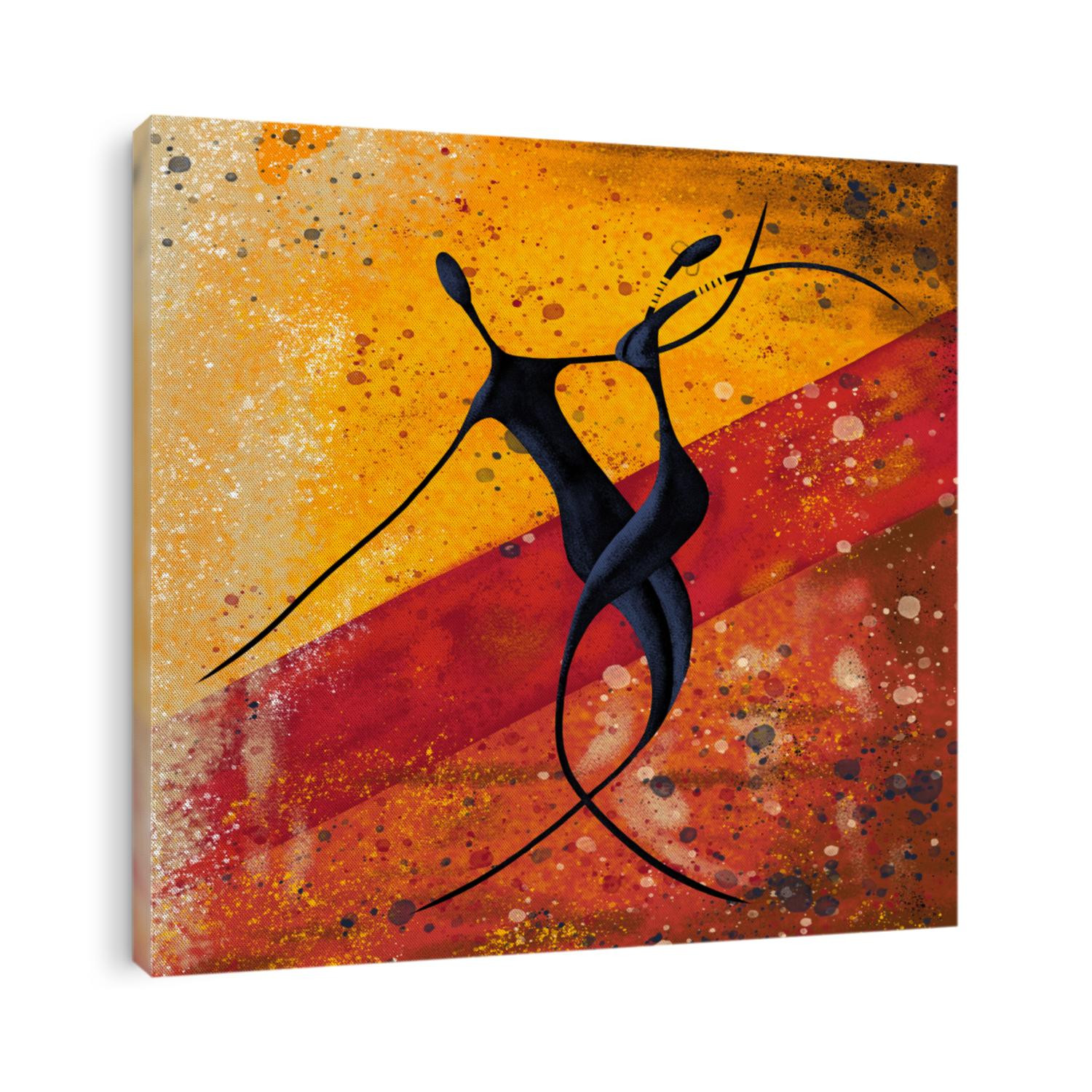African couple dance on the floor digital painting canvas artwork 