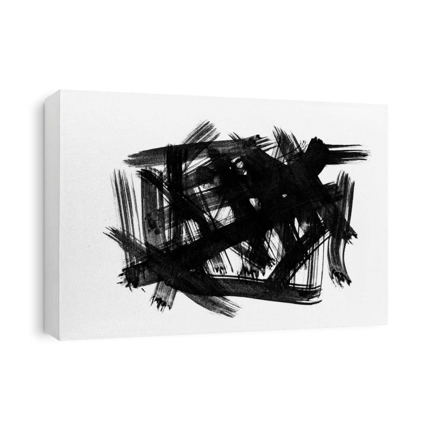 Abstract brush strokes and splashes of paint on white paper. Watercolor texture for creative wallpaper or design art work, black and white colors.