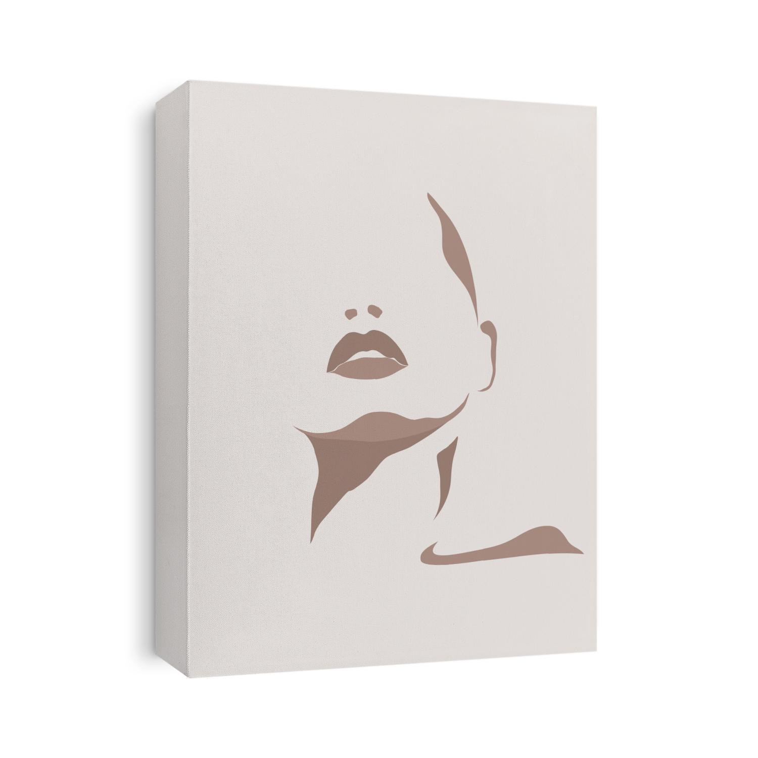 Abstract woman portrait in minimalistic flat style. Female art poster. Elegant lady art in pastel colors.