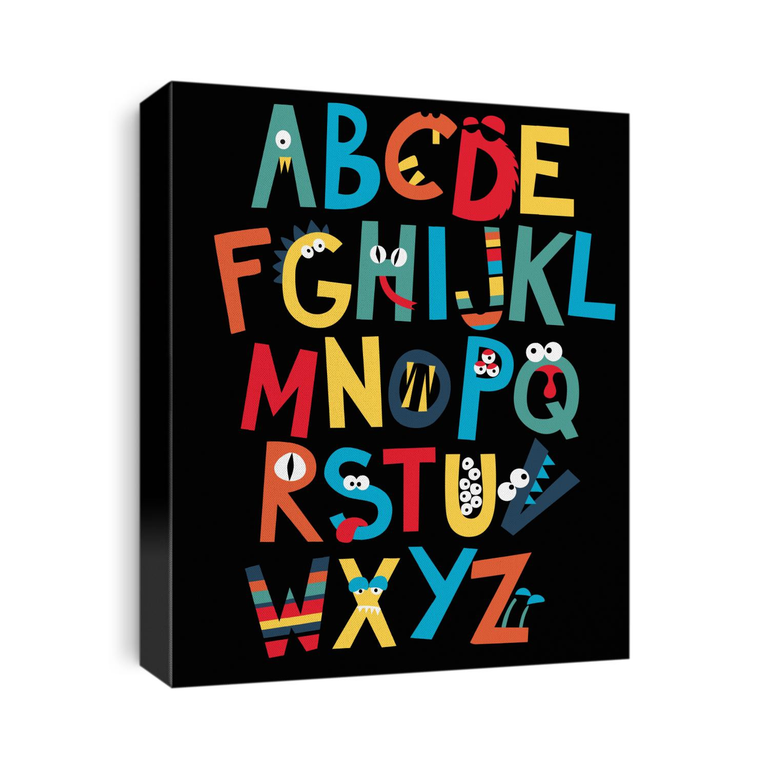 sweet monster alphabet on a black background