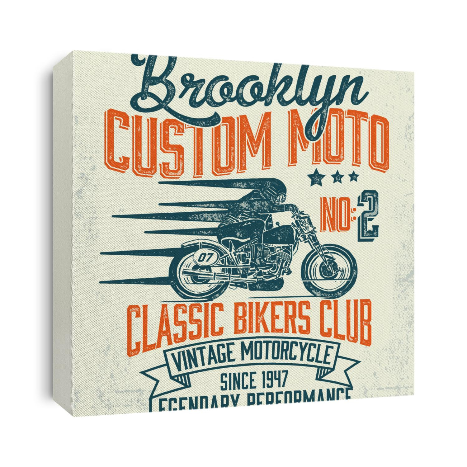 Brooklyn custom motorcycle typography, t-shirt graphics, vectors.