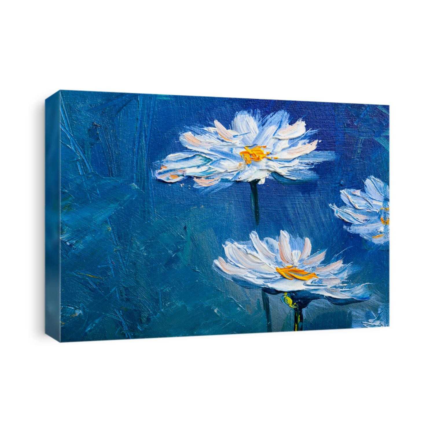 Oil Painting daisies flowers  in the garden