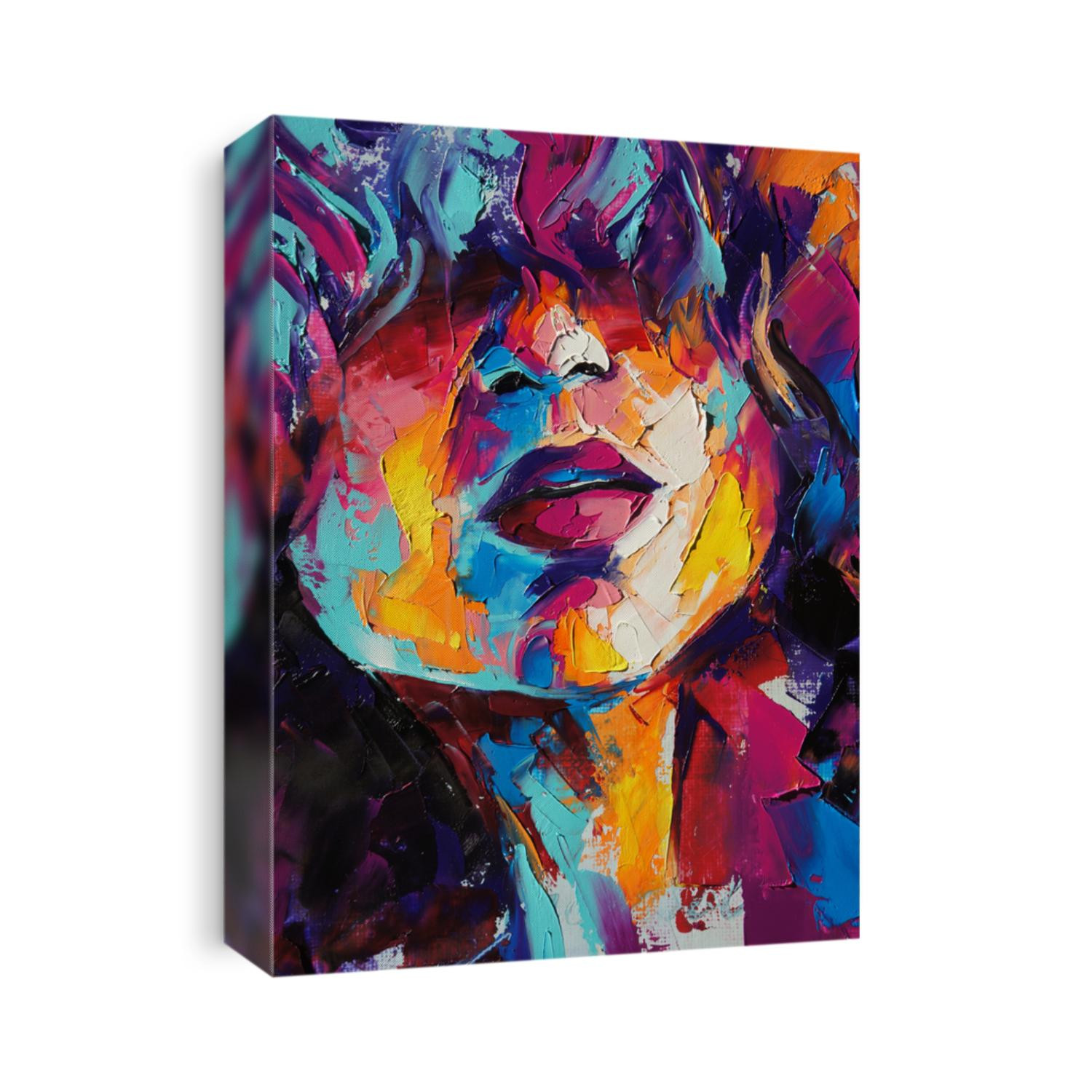 Louise - oil painting. Conceptual abstract picture of a beautiful girl. On the background is written text from a book. Conceptual abstract closeup of an oil painting and palette knife on canvas.