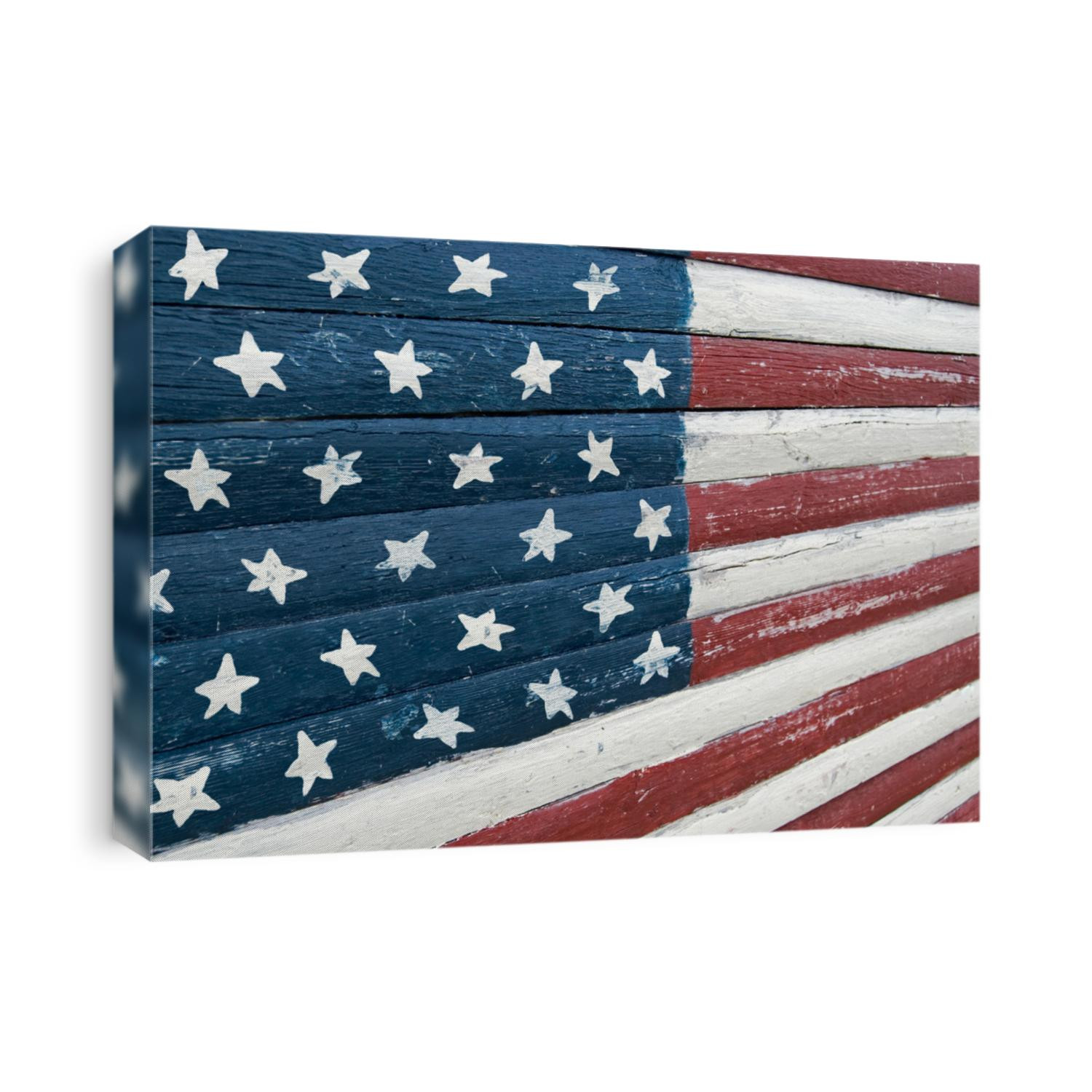 old glory painted on a worn wood