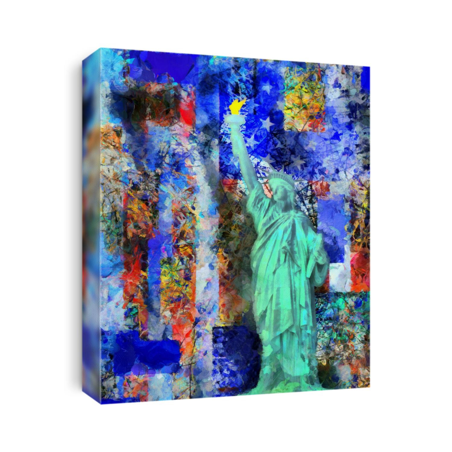 Statue of Liberty. Colorful painting. 3D rendering
