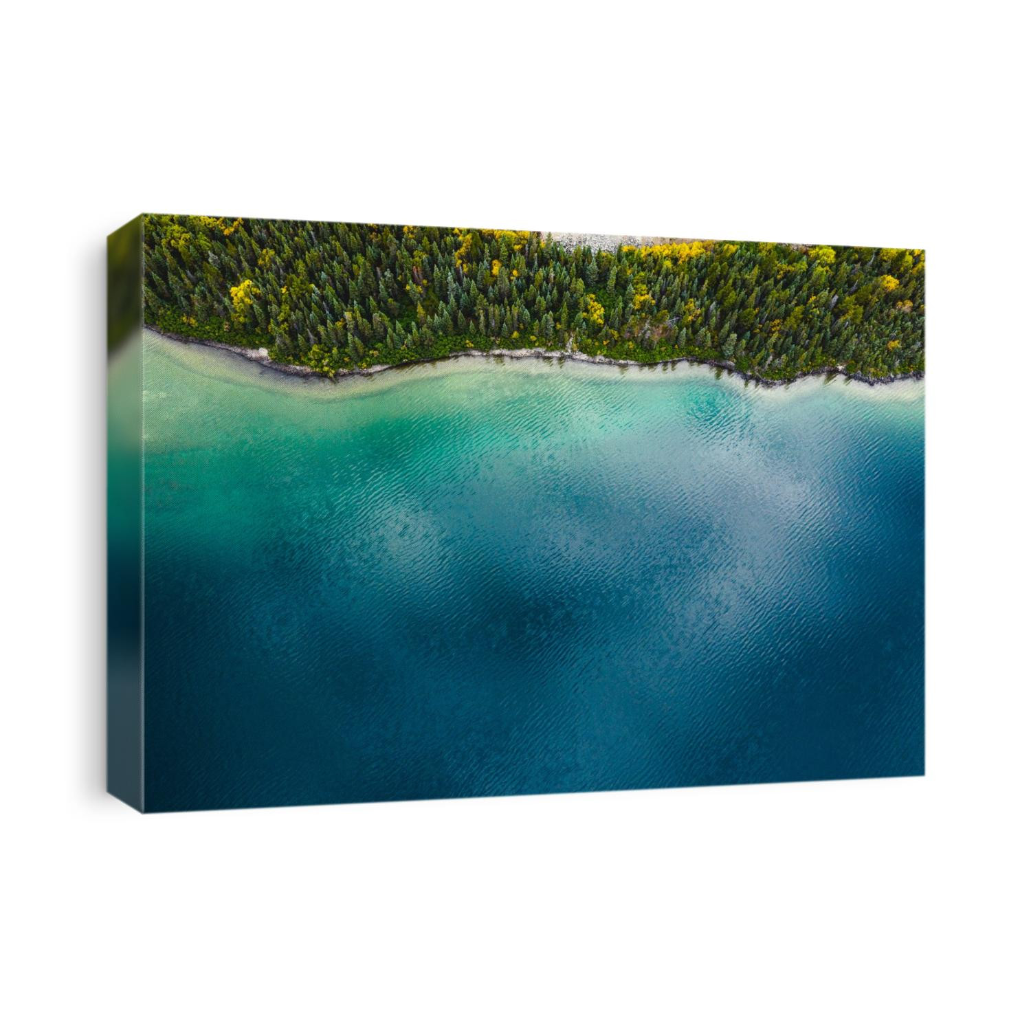 Drone photograph of the blue waters in the Yukon Territory, Canada